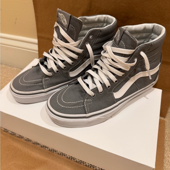 VANS Grey Canvas High Top Sneakers Skate Shoe - Picture 1 of 4